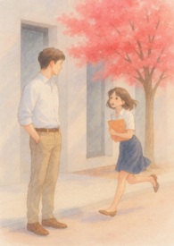 灰白墙旁的桃花树